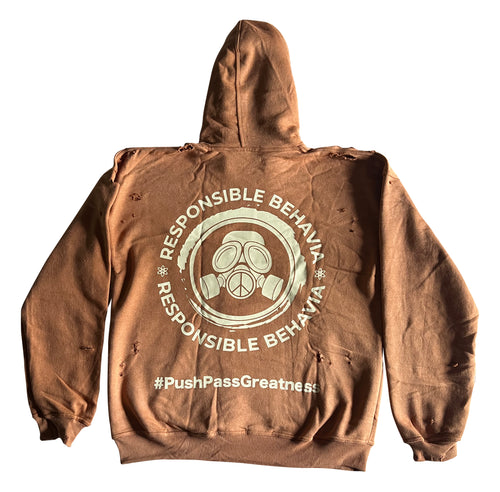 Oversized “Avoid Toxic Behavia” Hoodie – Stonewashed Brown